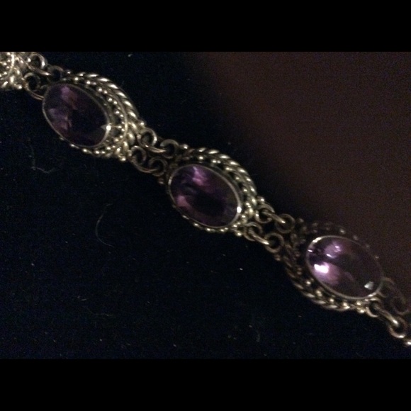 Amethyst sterling Toggle bracelet Substantial. - Picture 3 of 4